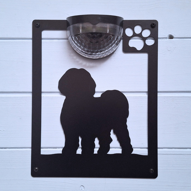 Shih Tzu Dog Solar Light Wall Plaque