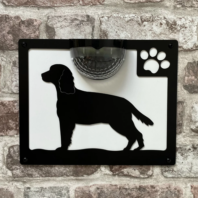 Springer Spaniel Dog Solar Light Wall Plaque