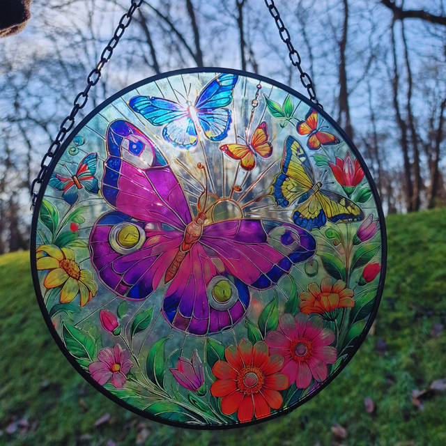 Large Stained Glass Hanging Butterfly Suncatcher