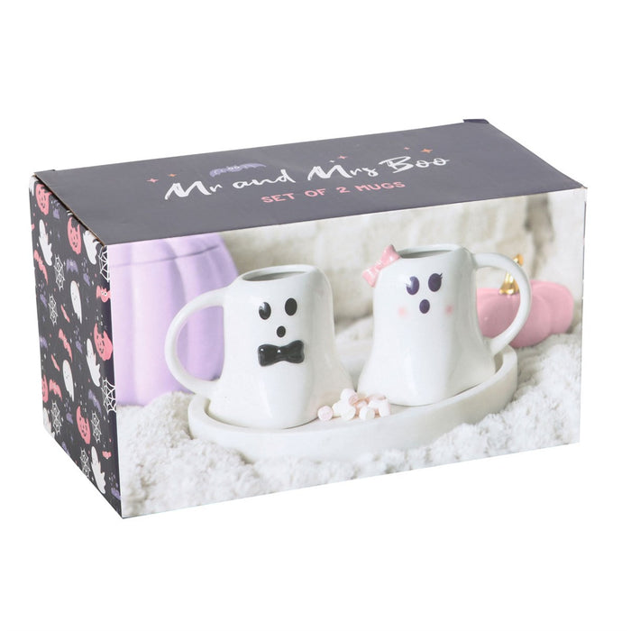 Mr and Mrs Boo Ghost Shaped Mug Set