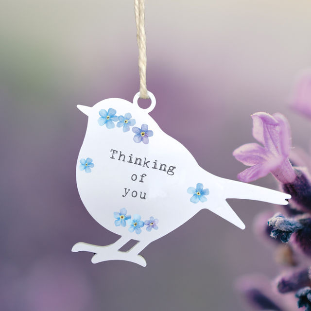 'Thinking of You' - White Robin Hanging Decor