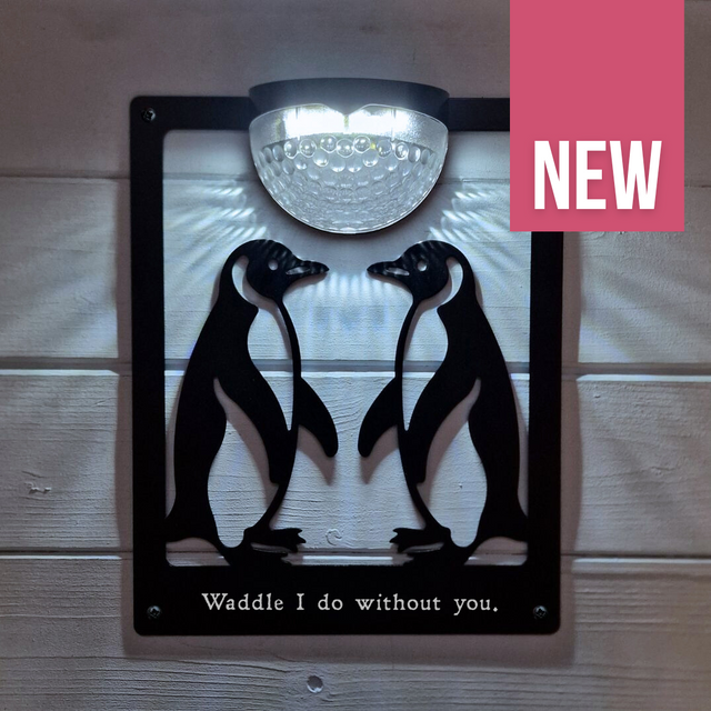 'Waddle I Do Without You' Penguin Partners Solar Light Wall Plaque