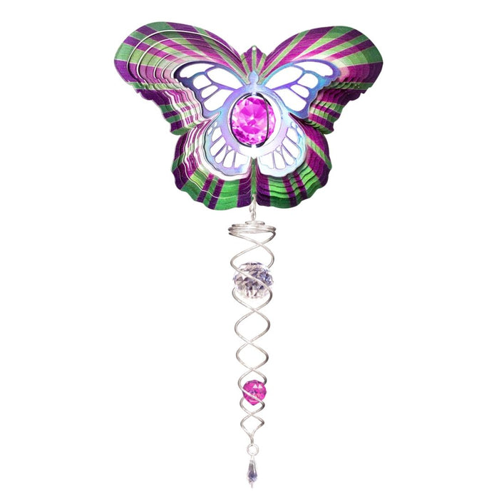 Butterfly Crystal Wind Spinner with a Crystal Tail