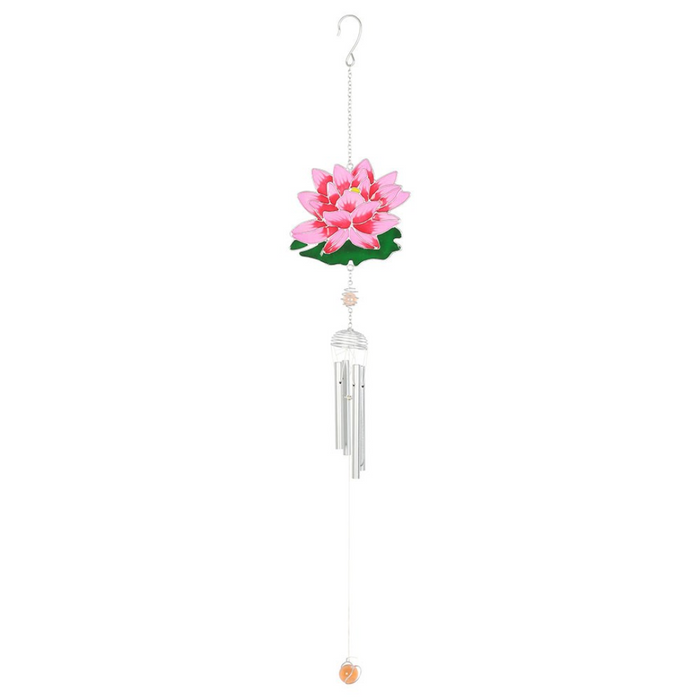 Pink Water Lily Resin and Metal Windchime