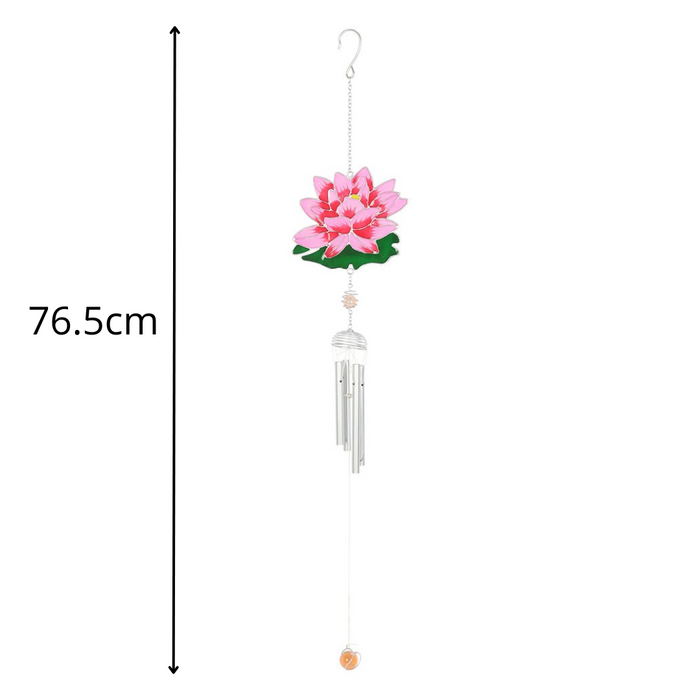 Pink Water Lily Resin and Metal Windchime
