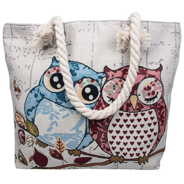 Owl Couple Tote Bag