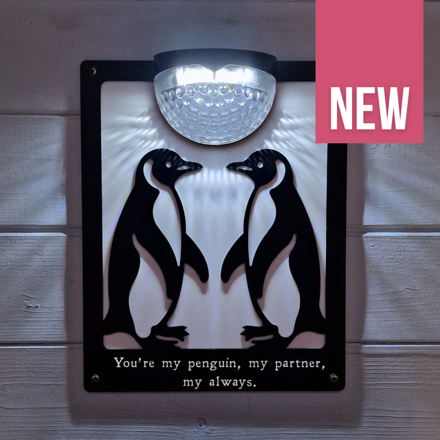 'You’re My Penguin, My Partner, My Always' Penguin Partners Solar Light Wall Plaque