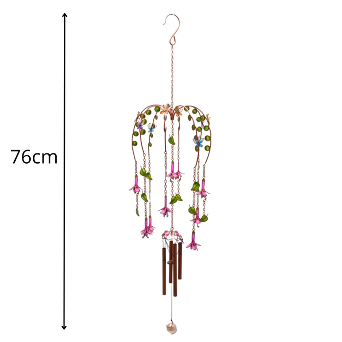 Fuchsia Floral Glass & Resin Windchime