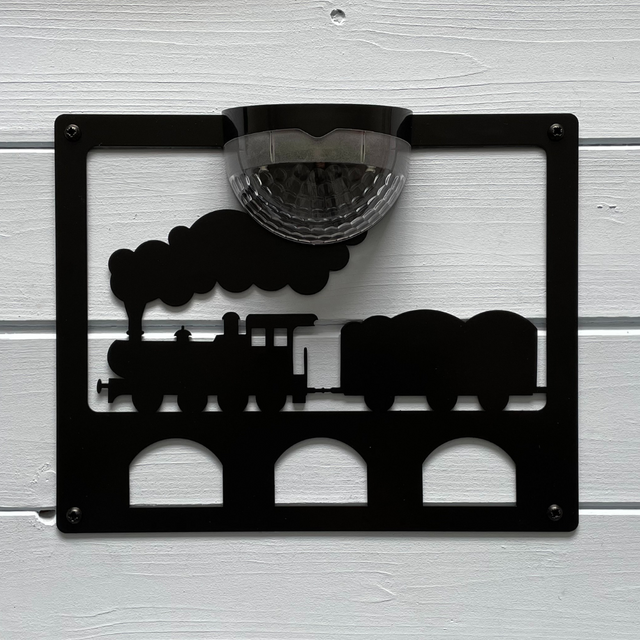 Steam Train Wall Plaque with Solar Powered Light