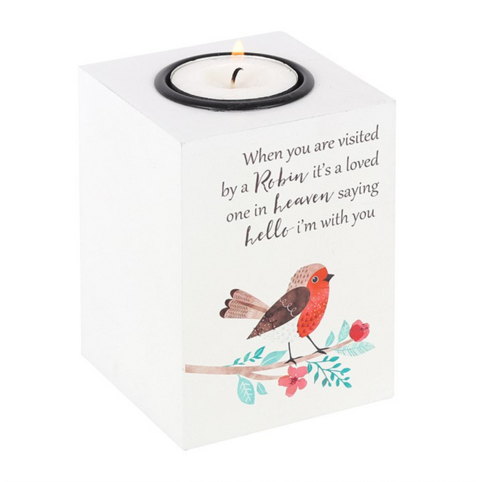 'Visited by a Robin' Tealight Holder