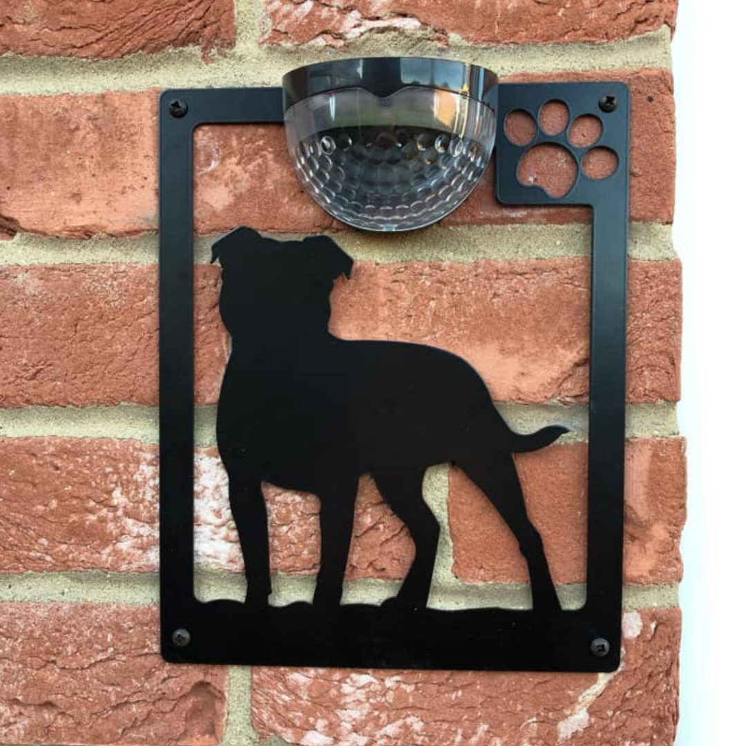 Staffie Dog Solar Light Wall Plaque