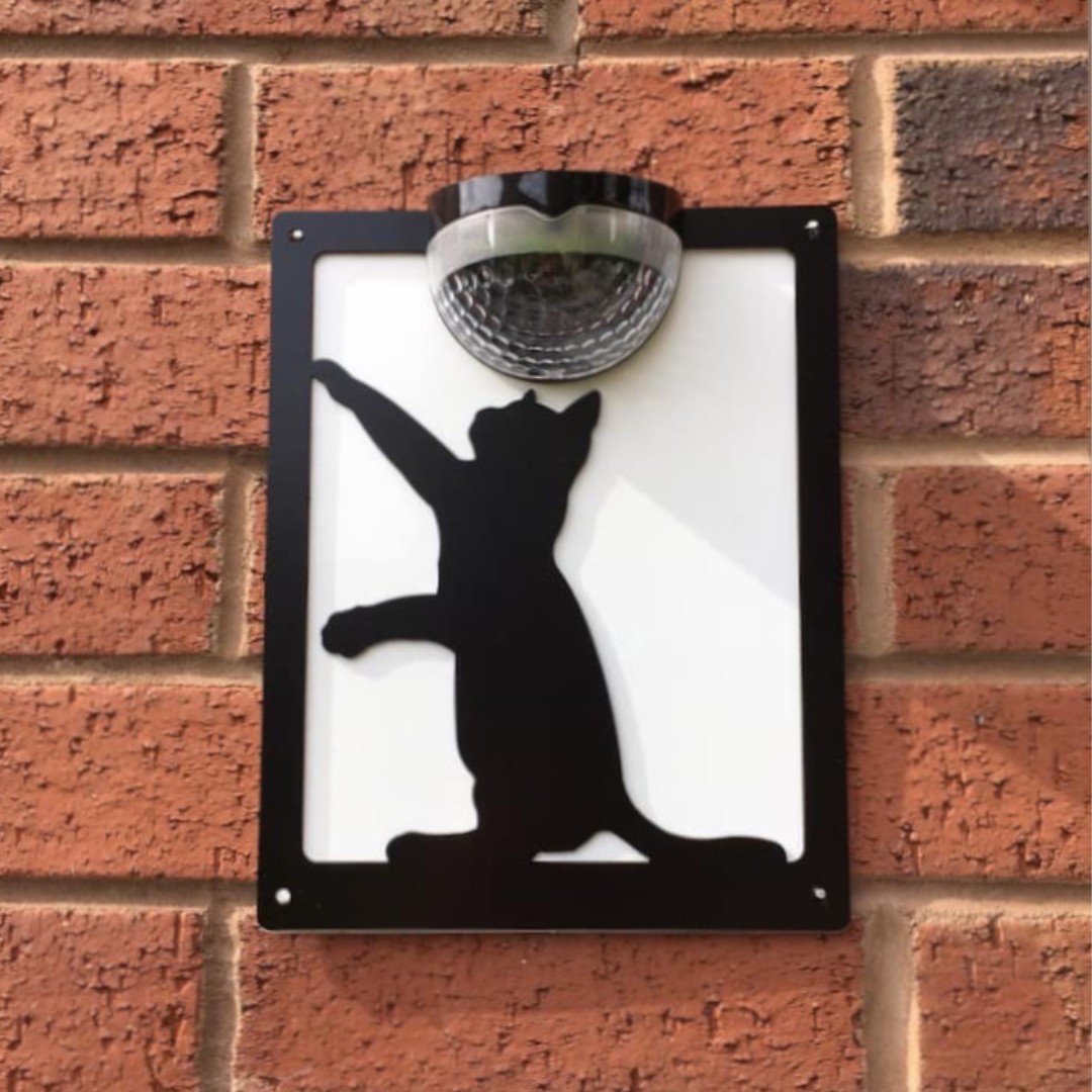 Cat Solar Light Wall Plaque