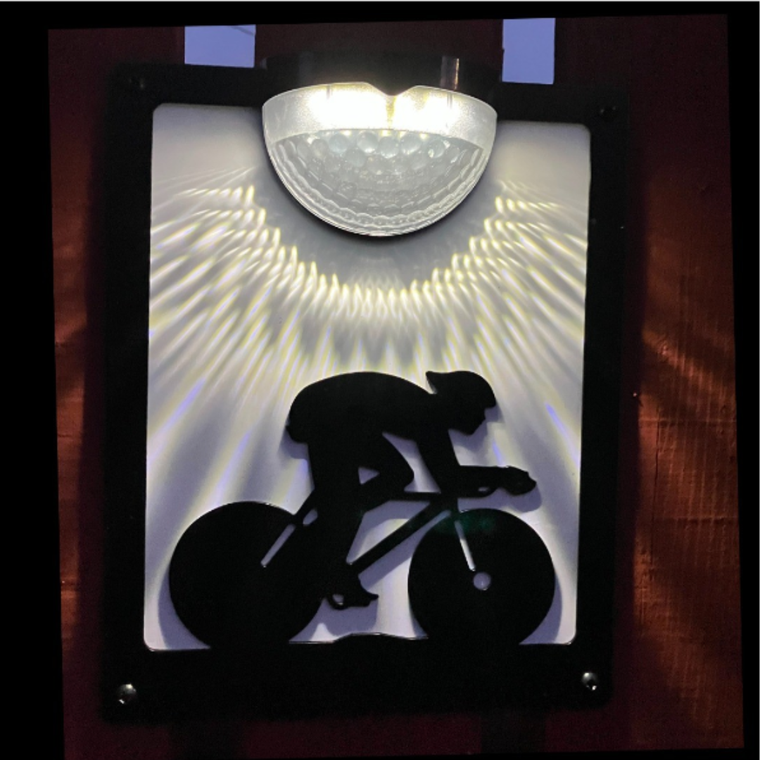 Cyclist Solar Light Wall Plaque