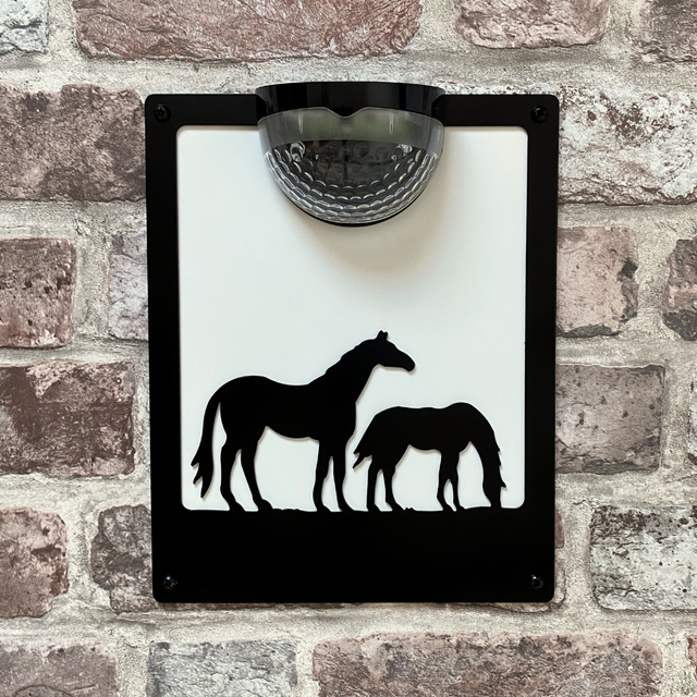 Horse and Foal Solar Light Wall Plaque